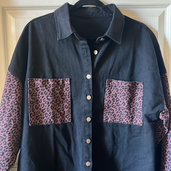 Black denim Jacket button up size M - Picture 2 of 4